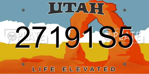 27191S5 Utah License Plate