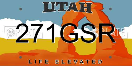 271GSR Utah License Plate