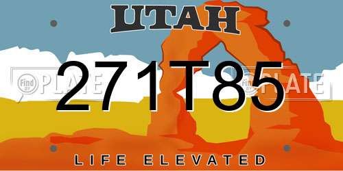 271T85 Utah License Plate