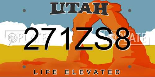 271ZS8 Utah License Plate