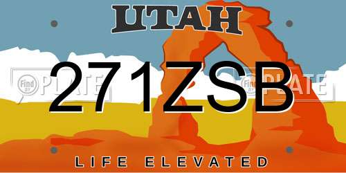 271ZSB Utah License Plate