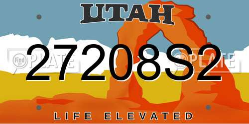 27208S2 Utah License Plate