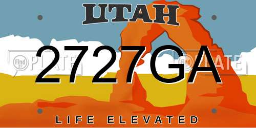 2727GA Utah License Plate