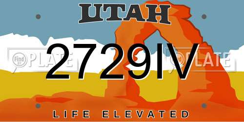 2729IV Utah License Plate