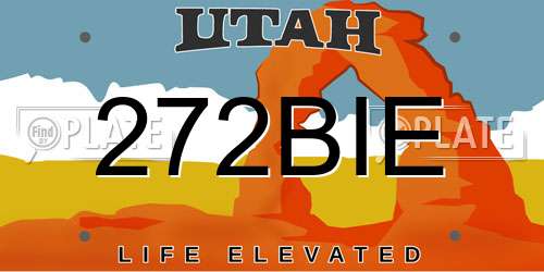 272BIE Utah License Plate