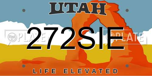 272SIE Utah License Plate