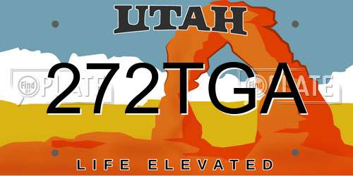 272TGA Utah License Plate