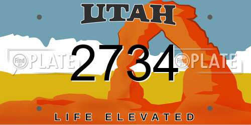2734 Utah License Plate