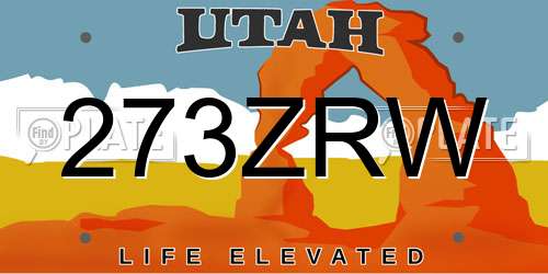 273ZRW Utah License Plate