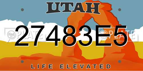 27483E5 Utah License Plate