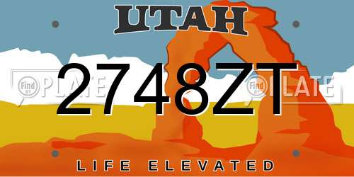 2748ZT Utah License Plate