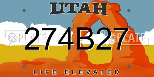 274B27 Utah License Plate