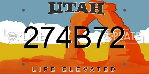 274B72 Utah License Plate