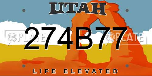 274B77 Utah License Plate