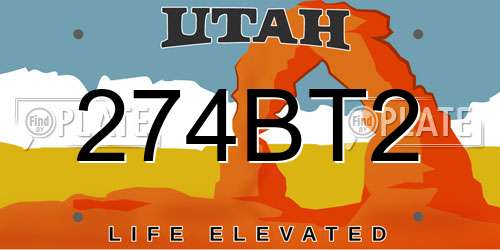 274BT2 Utah License Plate