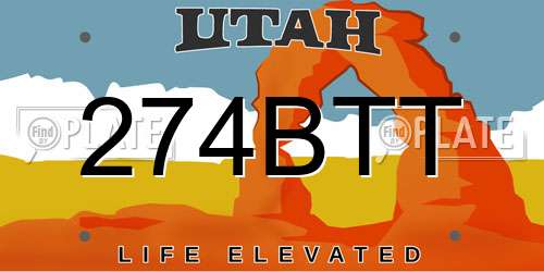 274BTT Utah License Plate
