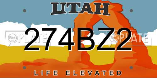 274BZ2 Utah License Plate