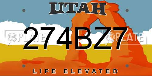 274BZ7 Utah License Plate