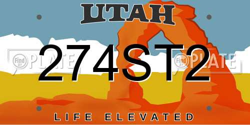 274ST2 Utah License Plate
