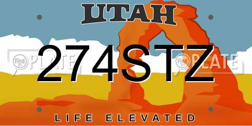 274STZ Utah License Plate