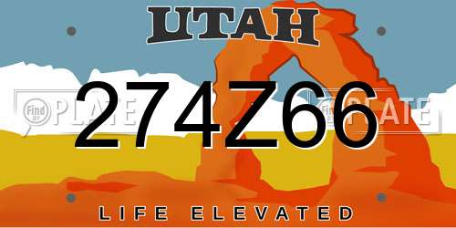 274Z66 Utah License Plate