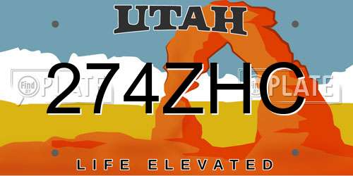 274ZHC Utah License Plate