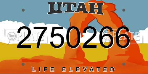 2750266 Utah License Plate