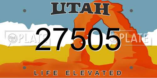 27505 Utah License Plate