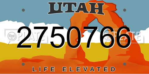 2750766 Utah License Plate