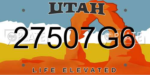 27507G6 Utah License Plate