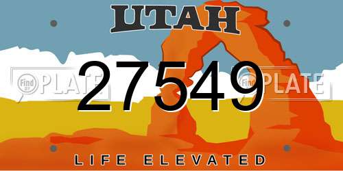 27549 Utah License Plate