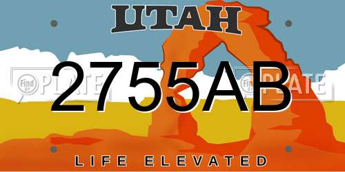 2755AB Utah License Plate
