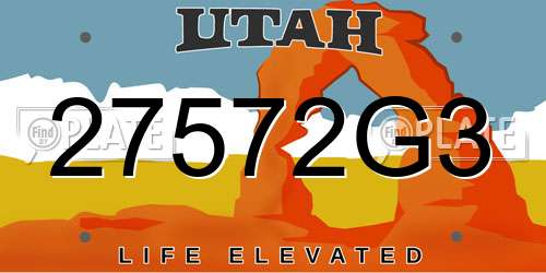 27572G3 Utah License Plate