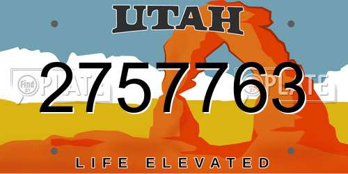 2757763 Utah License Plate
