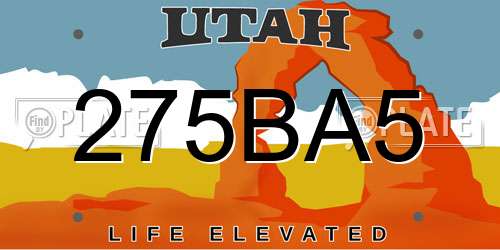 275BA5 Utah License Plate