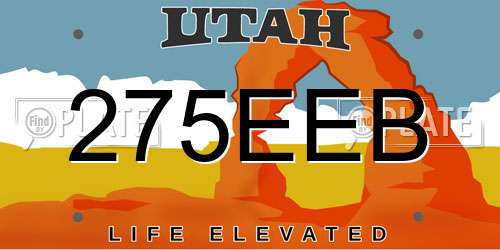 275EEB Utah License Plate