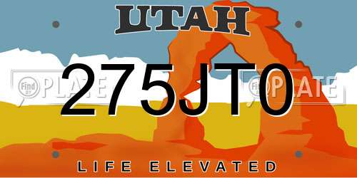 275JT0 Utah License Plate