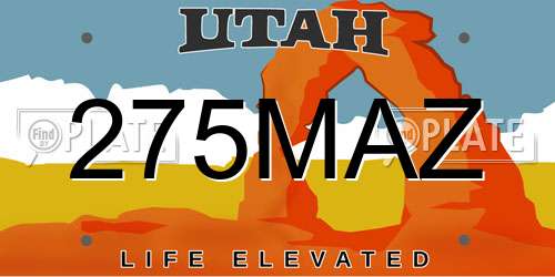 275MAZ Utah License Plate