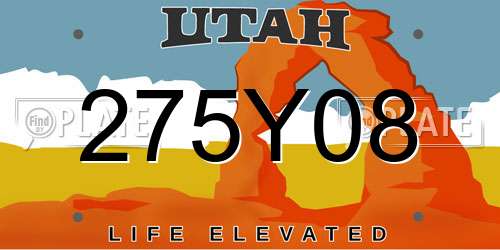 275Y08 Utah License Plate
