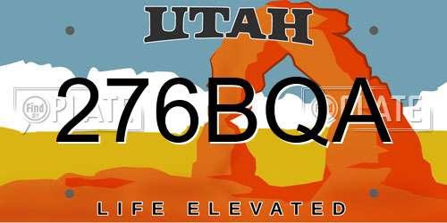 276BQA Utah License Plate