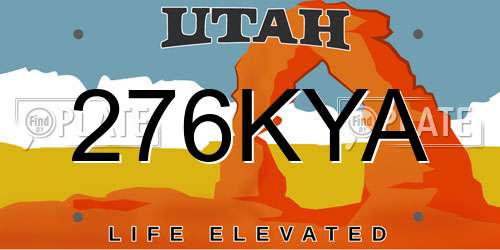 276KYA Utah License Plate