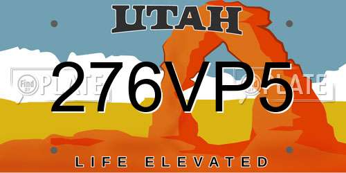 276VP5 Utah License Plate