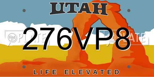 276VP8 Utah License Plate