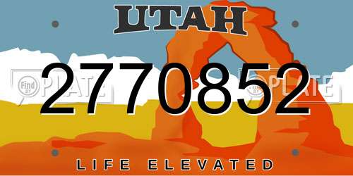 2770852 Utah License Plate