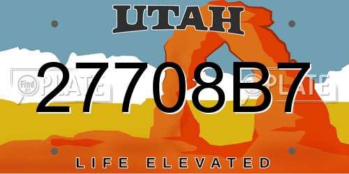 27708B7 Utah License Plate