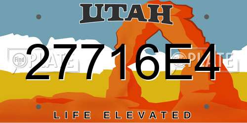27716E4 Utah License Plate