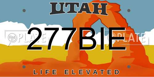 277BIE Utah License Plate