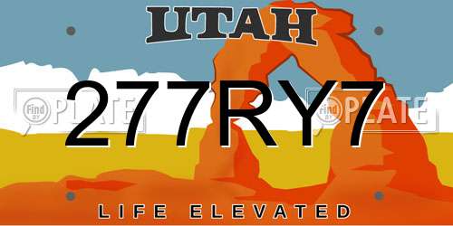 277RY7 Utah License Plate