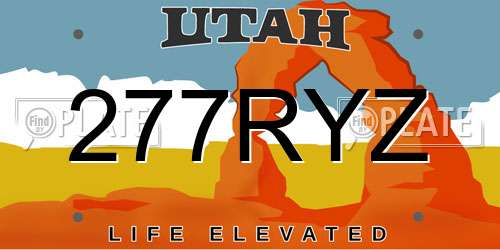 277RYZ Utah License Plate