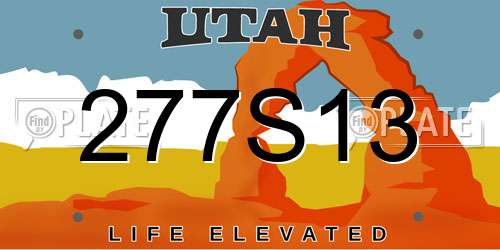 277S13 Utah License Plate